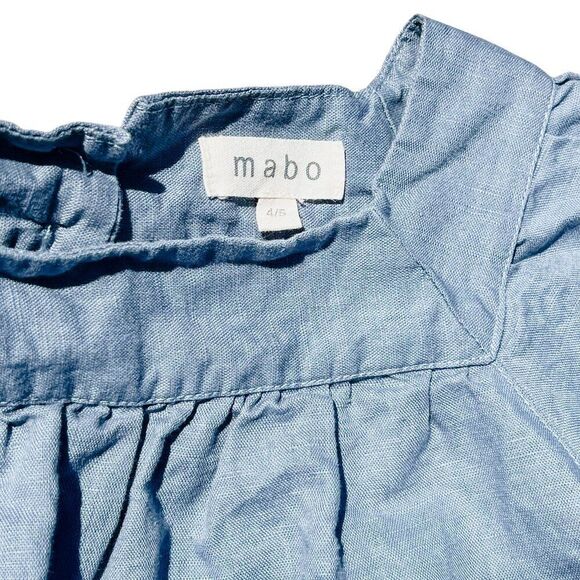 Mabo Blue Chambray Cotton Linen Dress Size 4/5Y - Picture 3 of 8
